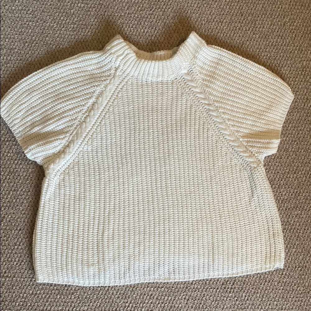 Vintage Cream Knit Short Sleeve Sweater